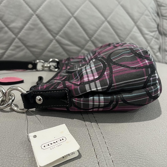 Coach Plaid Pink and Black Wristlet